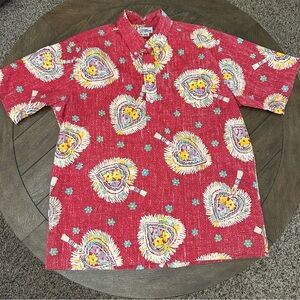 Reyn Spooner Vintage Hawaiian Red Shirt Popover Flower Print Size XXL Tall